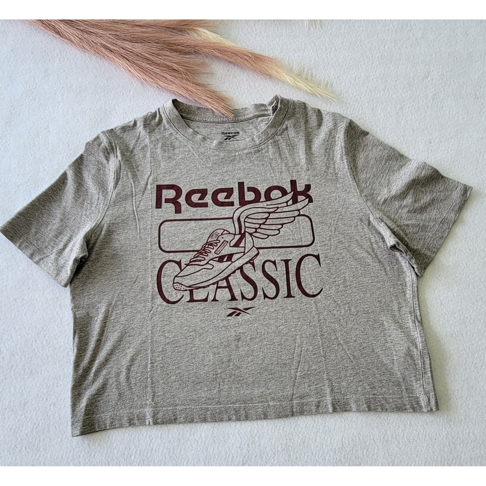 Reebok Womens Sport Printed Tee‎ Size L Color Gray